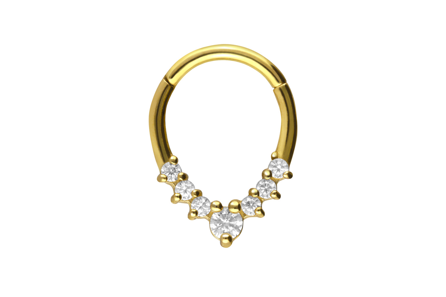 Chirurgenstahl Segmentring Clicker Piercing TROPFEN + 7 KRISTALLE